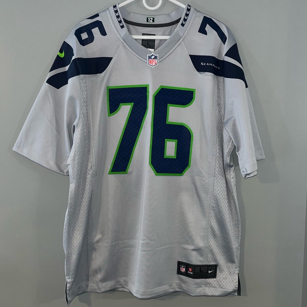 Seattle Seahawks Grey Authentic Nike NFL ON FIELD Football Jersey Men’s Large